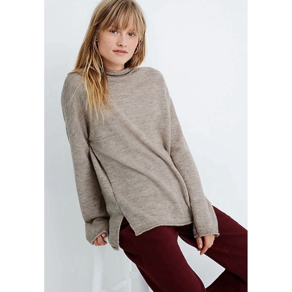 Madewell Women's‎ Boucle Mock Neck Tunic Sweater Merino Wool Blend Size 2X NEW